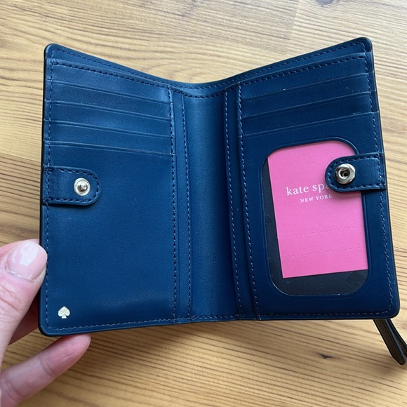 Kate Spade Medium Slim Bifold Wallet, petrol blue - Picture 3 of 5